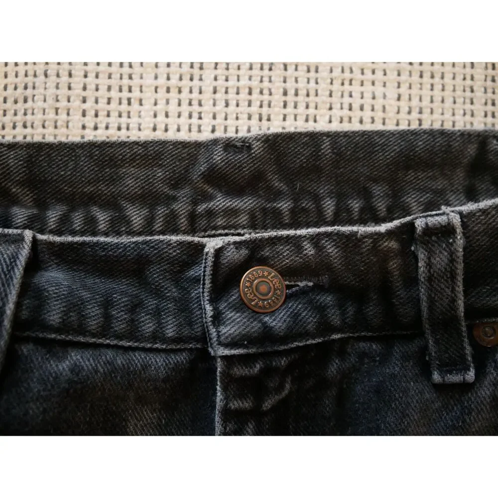 Lee Vintage Black Washed Denim Jeans Straight Leg High Rise 80s 90s Size 50